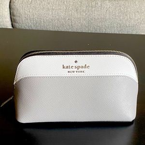 NEW! Kate Spade Cosmetic Case. Colorblock gray and white.